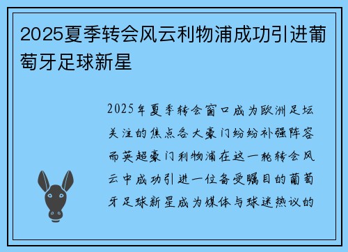 2025夏季转会风云利物浦成功引进葡萄牙足球新星